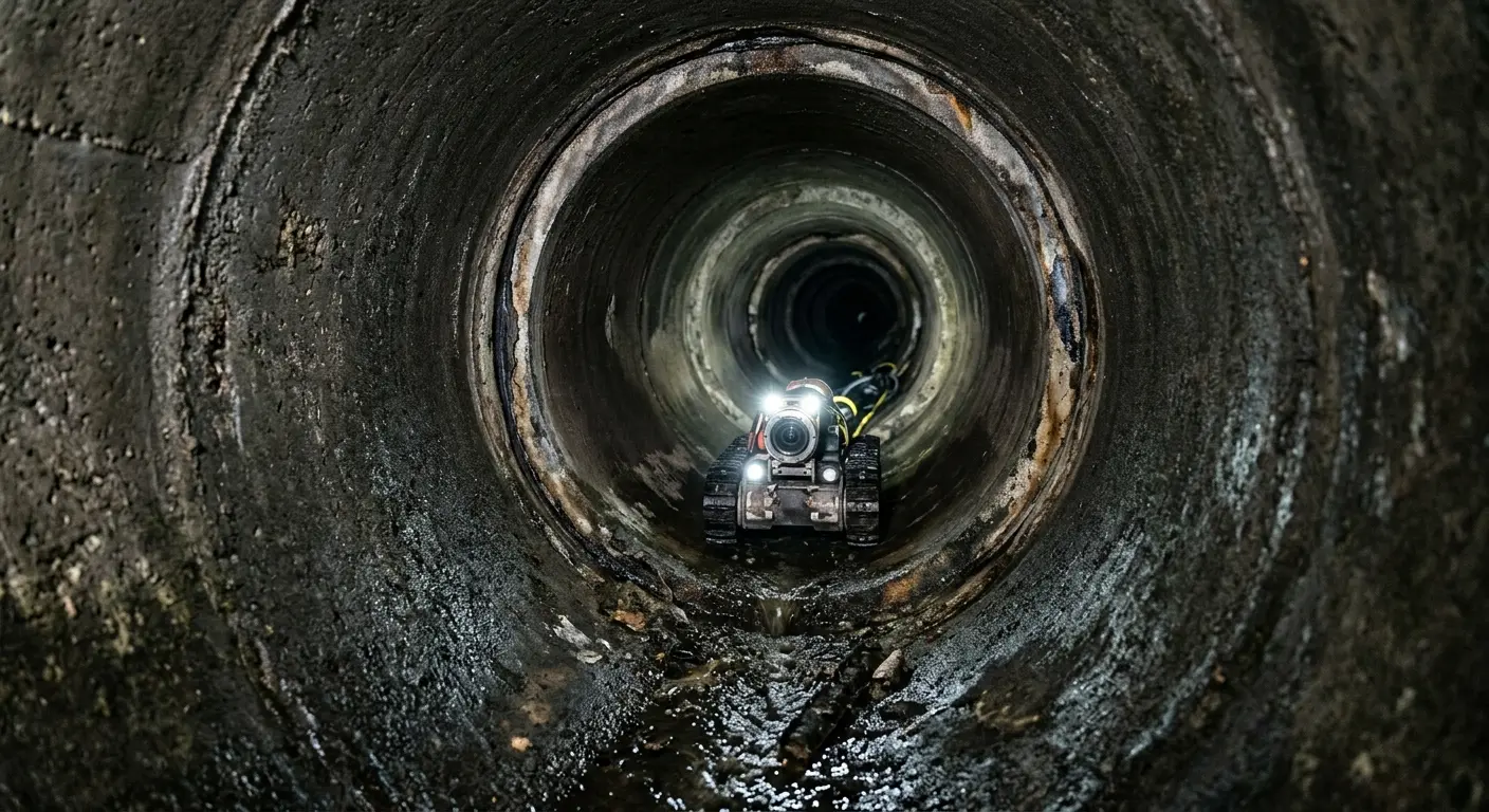 Robotic sewer camera inspecting pipe interior for Sewer Line Cleaning in Rockford